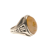 Retro Translucence - Art Deco Sterling Silver Agate Gents Ring