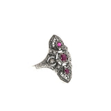 Oysters & Wine - Estate Sterling Silver Ruby & Seed Pearl Ring (ER062)