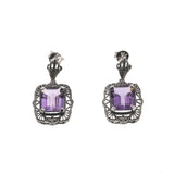 Deep Reverie - Estate Sterling Silver Amethyst Filigree Earrings (EE139)