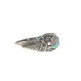 Jewel Of Colour - Estate Sterling Silver Opal Ornate Ring  (ER114)