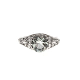 Elusive Dream - Estate Sterling Silver Natural Green Amethyst Filigree Ring (ER108)