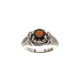 Red Sea Jewel - Estate Sterling Silver Natural Garnet & Seed Pearl Ring  (ER124)
