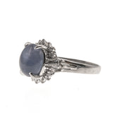 Mystical Star - Vintage Platinum Natural Star Sapphire & Diamond Ring (VR389)