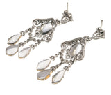 Mystical Jewels - Estate Edwardian Revival 18K White Gold Natural Opal & Diamond Chandelier Earrings  (EE086)