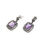 Deep Reverie - Estate Sterling Silver Amethyst Filigree Earrings (EE139)