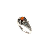 Red Sea Jewel - Estate Sterling Silver Natural Garnet & Seed Pearl Ring  (ER124)