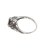 Red Red Wine - Estate Sterling Silver Natural Garnet Filigree Ring  (ER109)
