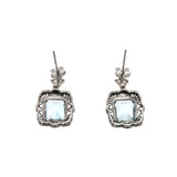 Tranquil Blue - Estate Sterling Silver Blue Topaz Filigree Earrings (EE137)