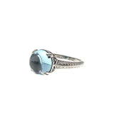 Pool Of Light - Estate Sterling Silver Blue Topaz Cabochon Ring  (ER130)