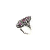 Oysters & Wine - Estate Sterling Silver Ruby & Seed Pearl Ring (ER062)