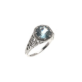 Blue Sky - Estate Sterling Silver Natural Blue Topaz Filigree Ring (ER105)