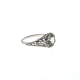 Dew - Estate Sterling Silver Natural Green Amethyst Filigree Ring (ER103)