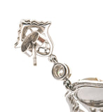 Mystical Jewels - Estate Edwardian Revival 18K White Gold Natural Opal & Diamond Chandelier Earrings  (EE086)