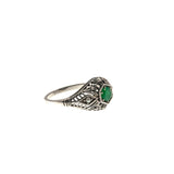 Evergreen - Estate Sterling Silver Emerald & Seed Pearl Filigree Ring (ER058)