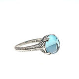 Pool Of Light - Estate Sterling Silver Blue Topaz Cabochon Ring  (ER130)