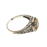 Candlelight - Estate Sterling Silver Natural Citrine Filigree Ring  (ER079)