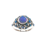 Kaleidoscope Of Blues - Estate Sterling Silver Blue Opal Ring (ER115)