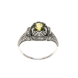 Jewel Of The Amazon - Estate Sterling Silver Natural Peridot & Seed Pearl Ring   (ER159)