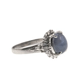 Mystical Star - Vintage Platinum Natural Star Sapphire & Diamond Ring (VR389)