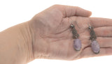 Lavender Dreams - Edwardian Sterling Silver Lavender Jade & Marcasite Earrings (EDE011)