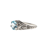 Daydream - Estate Sterling Silver Natural Blue Topaz Filigree Ring (ER120)