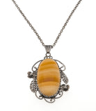 Arabesques -Art Deco Sterling Silver Agate Pendant (ADP002)