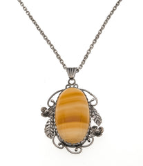 Arabesques -Art Deco Sterling Silver Agate Pendant (ADP002)