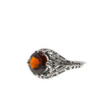 Red Red Wine - Estate Sterling Silver Natural Garnet Filigree Ring  (ER109)