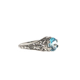 Daydream - Estate Sterling Silver Natural Blue Topaz Filigree Ring (ER120)