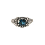 Ocean's Treasure - Estate Sterling Silver Natural London Blue Topaz & Seed Pearl Ring  (ER080)