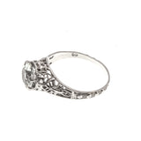 Elusive Dream - Estate Sterling Silver Natural Green Amethyst Filigree Ring (ER108)