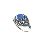 Kaleidoscope Of Blues - Estate Sterling Silver Blue Opal Ring (ER115)