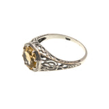 Candlelight - Estate Sterling Silver Natural Citrine Filigree Ring  (ER079)