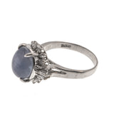 Mystical Star - Vintage Platinum Natural Star Sapphire & Diamond Ring (VR389)