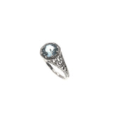 Blue Sky - Estate Sterling Silver Natural Blue Topaz Filigree Ring (ER105)