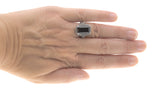 Night Of intrigue - Estate Sterling Silver Black Agate Filigree Ring (ER135)