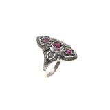 Oysters & Wine - Estate Sterling Silver Ruby & Seed Pearl Ring (ER062)