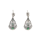 Green With Envy - Estate Sterling Silver Emerald Filigree Earrings (EE141)