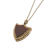 Jewelled Shield - Victorian 9K Carnelian Engraved Locket (VICP054)