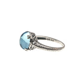 Pool Of Light - Estate Sterling Silver Blue Topaz Cabochon Ring  (ER130)