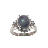 Mystical Star - Vintage Platinum Natural Star Sapphire & Diamond Ring (VR389)