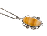 Arabesques -Art Deco Sterling Silver Agate Pendant (ADP002)