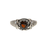 Red Sea Jewel - Estate Sterling Silver Natural Garnet & Seed Pearl Ring  (ER124)