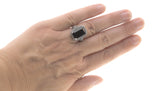 Night Of intrigue - Estate Sterling Silver Black Agate Filigree Ring (ER135)