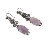 Lavender Dreams - Edwardian Sterling Silver Lavender Jade & Marcasite Earrings (EDE011)