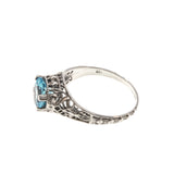 Daydream - Estate Sterling Silver Natural Blue Topaz Filigree Ring (ER120)