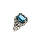 Fantastic Seas - Estate Sterling Silver London Blue Topaz Filigree Ring (ER078)