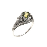 Jewel Of The Amazon - Estate Sterling Silver Natural Peridot & Seed Pearl Ring   (ER159)