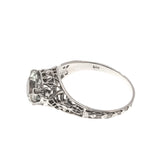 Elusive Dream - Estate Sterling Silver Natural Green Amethyst Filigree Ring (ER108)