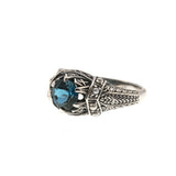 Ocean's Treasure - Estate Sterling Silver Natural London Blue Topaz & Seed Pearl Ring  (ER080)